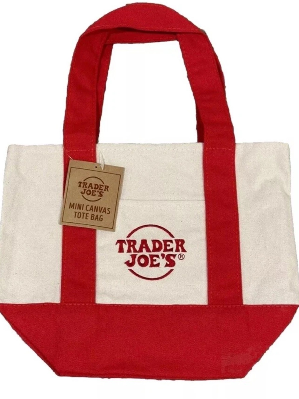 NWT RED Trader Joes LIMITED EDITION Mini Canvas Tote Bag